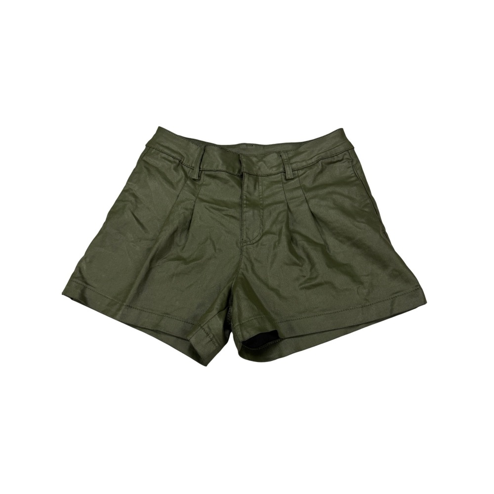 Kut from the Kloth Olive Green Coated Pleated Shorts Womens Size 6 KB41701